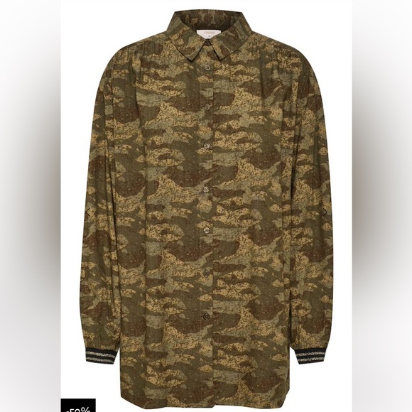 Cream Crvimma Camouflage, Gold Shimmer Cuffs, Shirt, NWT - Picture 4 of 14